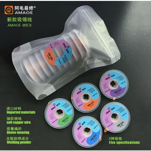 Amaoe Solder Wick Remover Desoldering Braid Wire Sucker Cable Fluxed BGA Tin Absorbtion Line