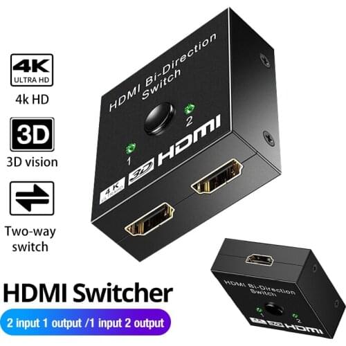 HDMI-compatible Splitter 4K Switch KVM Bi-Direction 1x2/2x1 HDMI-compatible Switcher 2 in1 Out for PS4/3 TV Box Switcher Adapter
