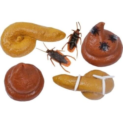Fake Feces Turd Practical Gag Funny Joke Mischief Turd Flies Cockroach Gag Gift Realistic Shits Poop Insects Gadget Toy YH2084