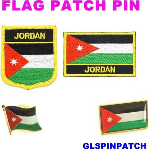 Jordan FLAG Patch Rectangle Lapel Pin iron-on embroidered applique Hook Loop Badge