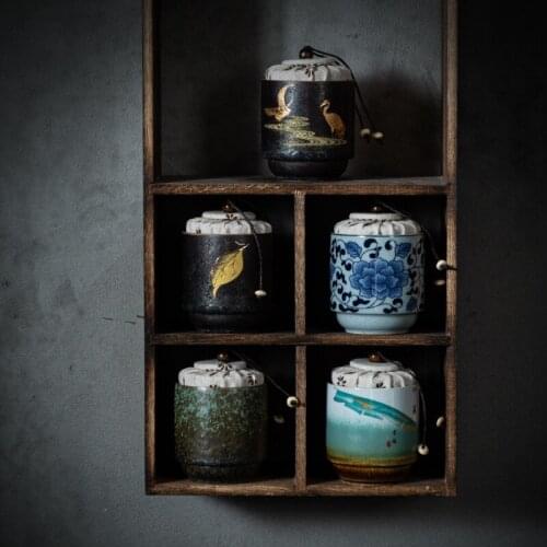 Japanese Style Kiln Baked Mini Small Sized Ceramic Tea Pot Portable Travel Tea Warehouse Tea Sealed Tea Storage Jar Tea Tin