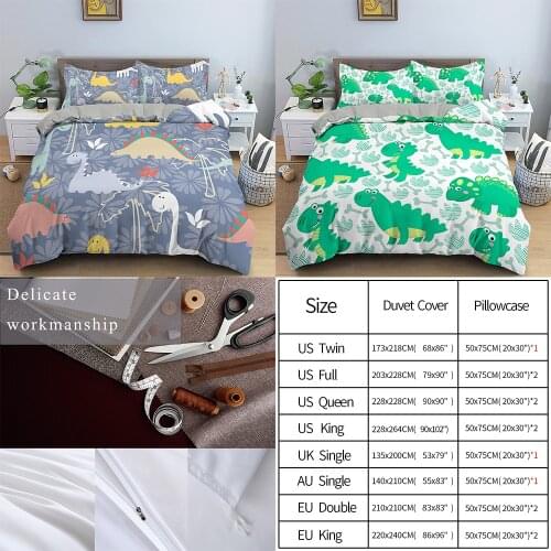 3D Dinosaur Printed Bedding Sets Queen King Size Duvet Cover Set Pillowcase Home Textile Kids Luxury Bed