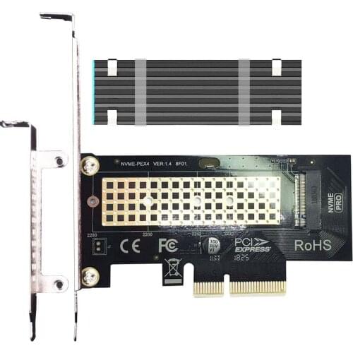 M.2 PCIE Adapter with 3mm Thick M.2 Heatsink for M.2 PCIE NVMe/AHCI SSD