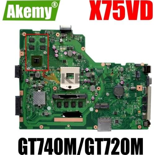 AKEMY X75VB Laptop Motherboard For ASUS X75VB X75VD X75V Original Mainboard HM70 4GB-RAM GT740M/GT720M