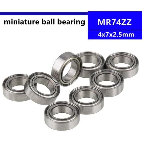 50/100/500pcs MR74ZZ 4*7*2.5 mm miniature deep groove ball bearing MR74-2Z 4x7x2.5 mm MR74 MR74Z model bearing