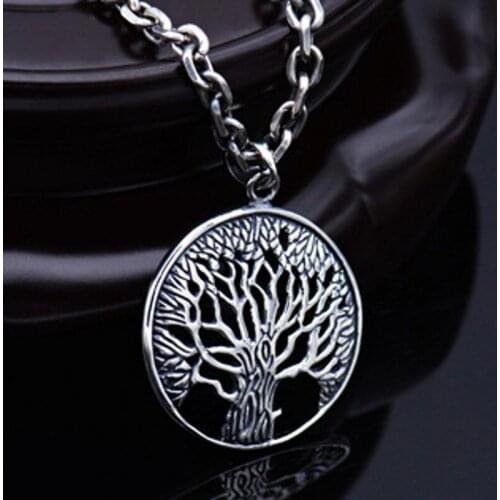 2020 New real solid S925 Silver Jewelry Vintage Thai Silver Tree of Life Pendant for Men Fashion Couple Pendant