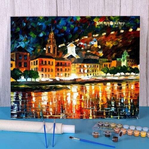 Shore The St. Petersburg DIY Painting By Numbers Kit Acrylic Paints 40*50 Canvas Pictures Handmade Crafts For Handicraft