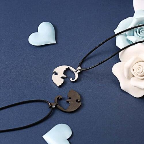 1 Pair Necklace Chain Pendant Kitty Cat Embrace Jewelry For Women Men Couple Lovers NYZ Shop