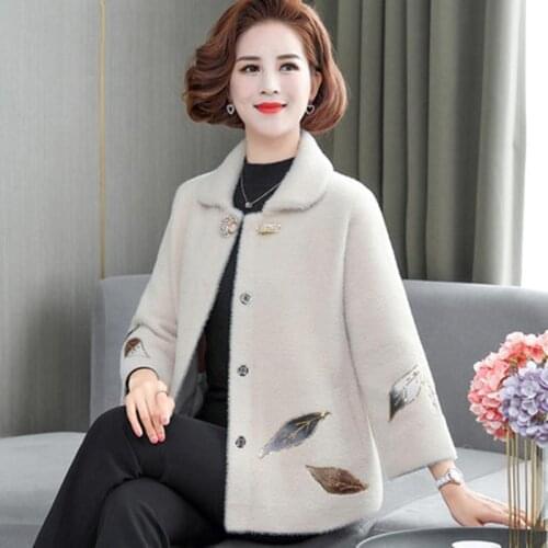 2021 new mink velvet loose coat autumn and winter woolen fashion casual top