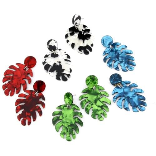 Popular leaves dangle womens earrings jewelry girt dangly earrings fashion summer statement acrylic fall big earrings for women