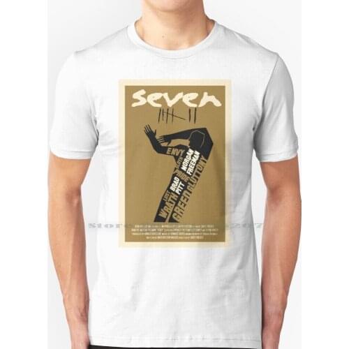 Se7en Movie Poster T Shirt 100% Pure Cotton Se7en 7 1990s Nineties 1995 David Fincher Brad Pitt Fight Club Movie Movie Film