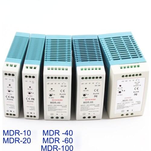 AC/DC Industrial mini Din rail power supply switch MDR-10W 20W 40W 60W 100W Single output Switching 5V 12V 15V 24V 36V48V source