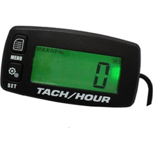 Engine Hour Meter Inductive Tachometer Gauge Backlit Digital Resettable for Snowmobile Motorcycle Marine Glider ATV Snow Blower