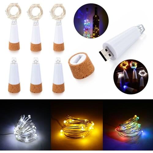 10 Pcs 2m 20 LED Cork Bottle Fairy Light USB Rechargeable for Bedroom Home Party Wedding Christmas Indoor Decoration String Lamp