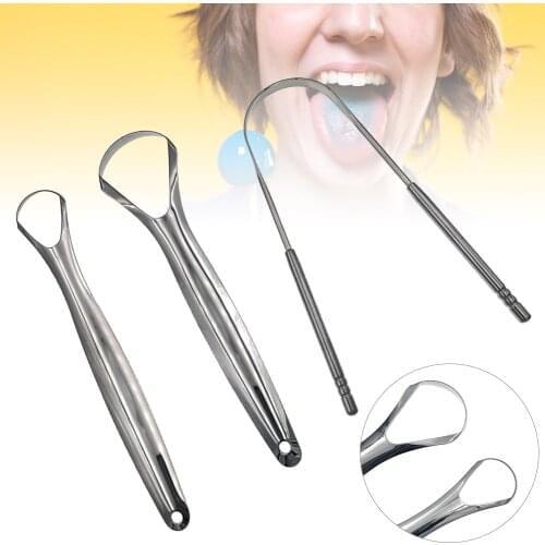 Stainless Steel Tongue Scraper Cleaner Fresh Breath Cleaning Coated TongueToothbrush Oral Hygiene Care Tools Reduce Bad Breath