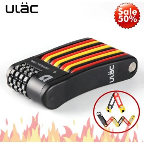 ULAC 4 Digit Combination Password Bicycle Lock Folding Bike Lock Steel Safety Lock For Bikes Anti-theft Security Bicycle Lock