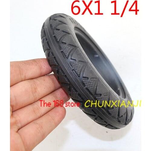 High Quality 6X1 1/4 Solid Tire 6*1 1/4 Tubeless Tyre Suitable for Folding Bicycle Tires, Mini Surfing Electric Scooters