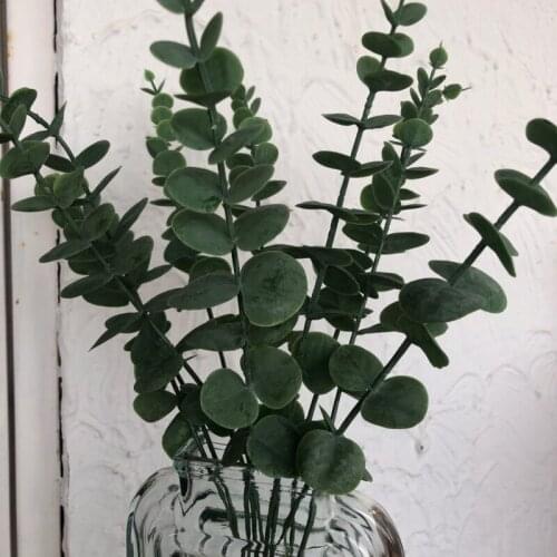 10pcs Green Plants Eucalyptus Leaf Branch Artificial Fake Flower Wedding decoration Prop Home Decor Garland fake plant wreath