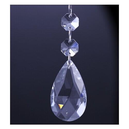 100pcs/lot 50mm teardrop pendant with 2pcs 14mm octagon beads in crystal chandelier prism pendant sets
