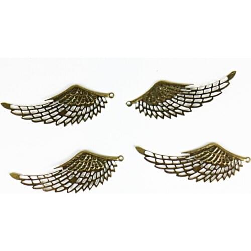 20pairs/lot free shipping cheap vintage bronze color iron craft metal decoration wing embellishment 70x24mm