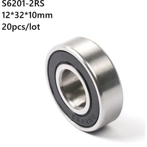 20pcs/lot S6201-2RS S6201RS stainless steel 440C deep groove ball bearing 12*32*10 mm rubber sealed
