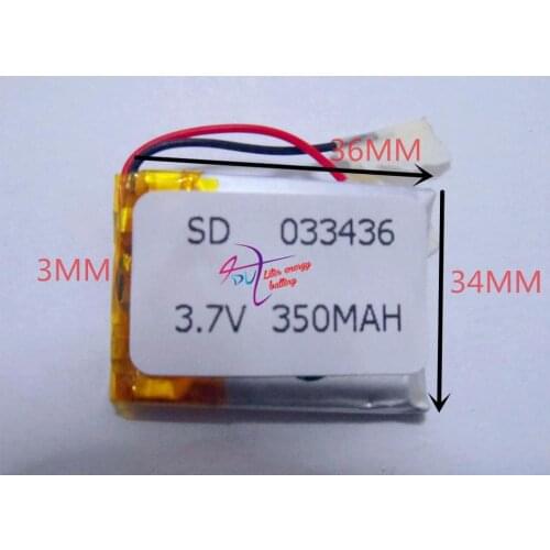 3.7V lithium battery 033436 033436 350MAH MP3 MP4 Portable Speaker Recorder