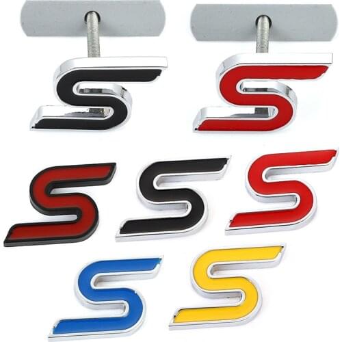 3D Metal S Front Hood Grille Chrome Emblem Car Sticker Decal for Ford V8 Focus 2012 Kuga Mondeo Fiesta Auto Styling Accessories