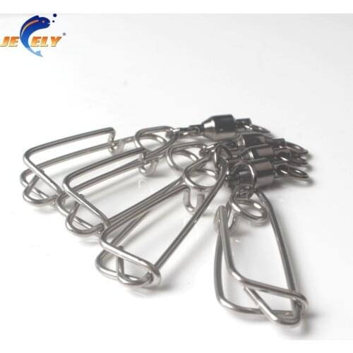 5PCS 80mm #6 stainless steel ball bearing swivel with double ring with close eye snap connector for spearfishing