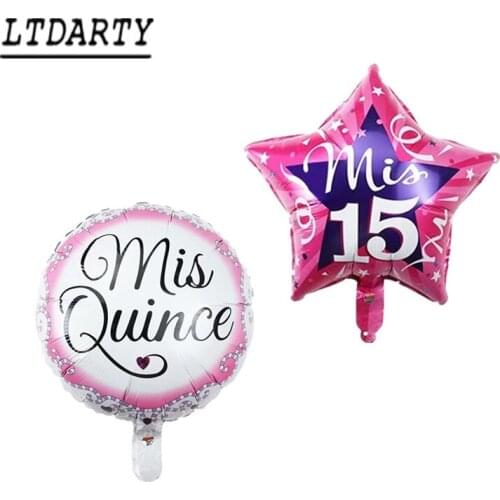 50/30pcs 18'' Round star Aluminum Foil Balloons Girls 15th Birthday Party Decorations Spanish My Fifteen Balloon Mis Quince Ball
