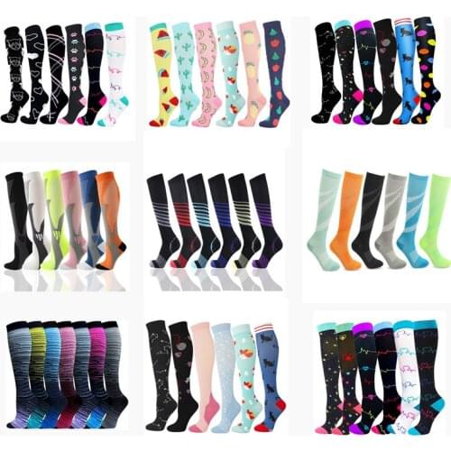 6 Pairs/Set Compression Socks Dropship Men Women Nurses Running Graduated For Edema Diabete Varicose Veins Pregnancy Swelling