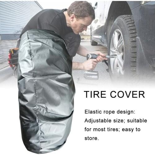 Tire Covers Wheel Storage Bag Automobile Spare Tire Cover 190T Silver-coated Cloth Dustproof Wheel Protectors With Handle