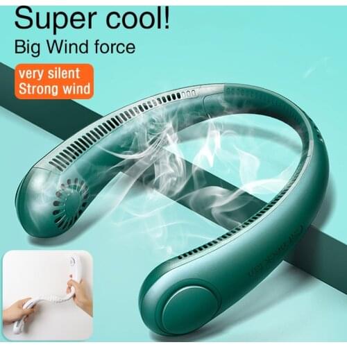 Mini Bladeless Cooling Fan Neck Fan USB Rechargeable Fan Mute Sports Fans Leafless Hanging Neck For Home Outdoor Ventilador