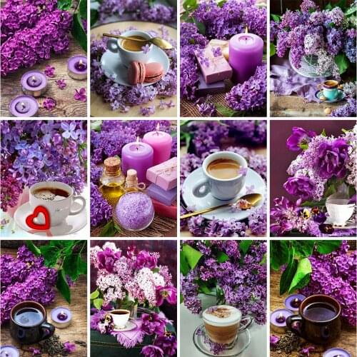 Evershine Diamond Painting Cup Cross Stitch 5D DIY Diamond Embroidery Lilac Mosaic Sale Flower Rhinestone Picture Home Decor