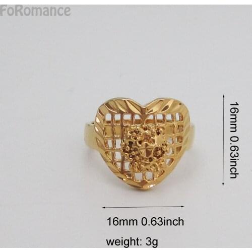 FoRomance YELLOW GOLD PLATED HIGH QUALITY HEART SHAPED CARVED GREAT DESIGN RING SZ6.5 7 7.5 8.5