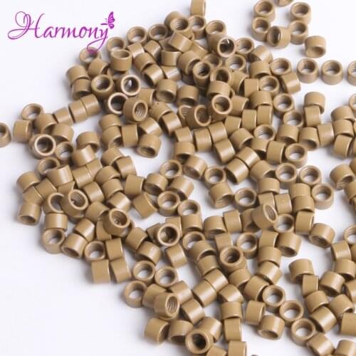 Harmony Plus Hair 4.5 mm 1000pcs Micro rings Beads Links with Screws for stick hair extensions 8# dark blonde