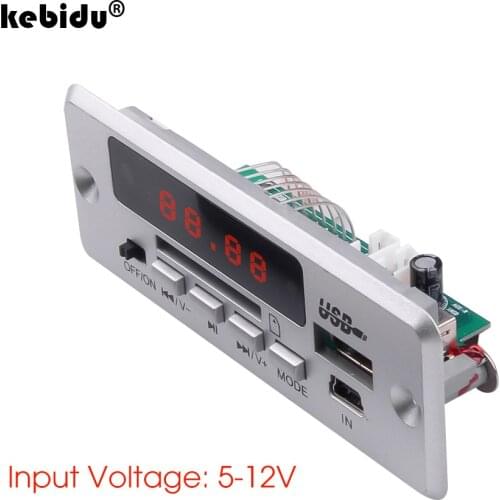 Kebidu 3.5mm USB AUX Bluetooth V5.0 Receiver MP3 Player 5V 12V Mp3 Decoder Board Wireless Car FM Radio Module 1 Din Car Speaker