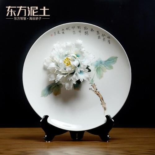 Ceramic hand painted hanging plate ornaments home living room TV cabinet wine cabinet porch Bogu frame decoration crafts