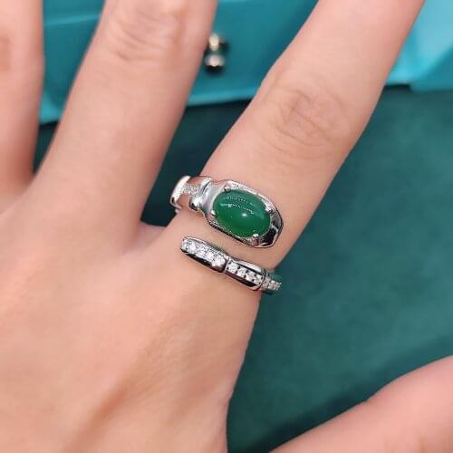 Solid 925 Sterling Silver 100% Natural Chalcedony Rings for Women Genuine Fine Jewelry Wedding Anniversary Resizable Rings Gift