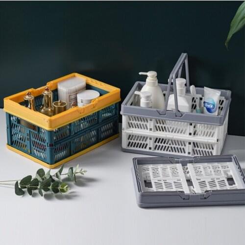 Kitchen Organizer Sundries Snacks Storage Baskets Portable Folding Plastic Shopping Basket Household Picnic Basket Container Box