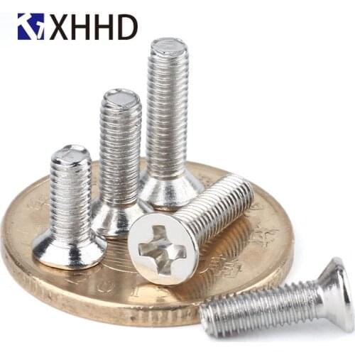 M1 M1.2 M1.4 M1.6 M1.7 Steel Nickel Plated Phillips Cross Recessed Flat Head Machine Screw Metric Thread Countersunk Bolt Iron