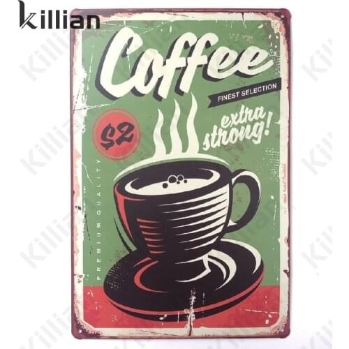 Retro Metal Plate Coffee Advertising Tin Sign Retro Menu Metal Painting Cartoon Metal Poster Bar Club Wall Home Decoration