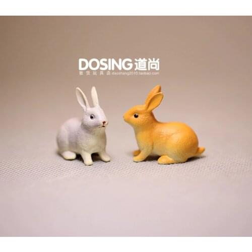 Miniature Simulation Animal Cute White Rabbit Model Collectible Figurine Pet Bunny Action Figures Toys Kids Doll Home Decor
