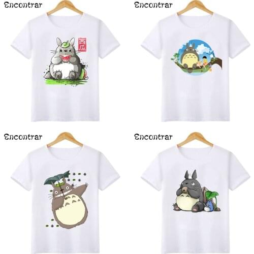 Miyazaki Hayao Anime My Neighbor Totoro Kids T-shirts Baby Boys/Girls Cartoon Funny White T shirt Children Summer Tops,HKP2143