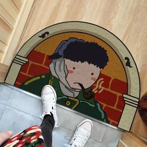Cartoon semicircle Silk ring door mat rub soil anti-skid mat porch floor mat household entry door mat bedroom living room carpet