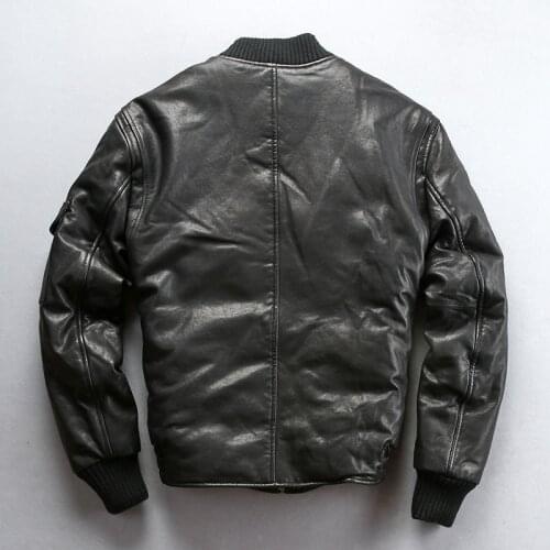 2020 mens winter down stand collar sheepskin genuine jacket men safary style hunter real leather coat male