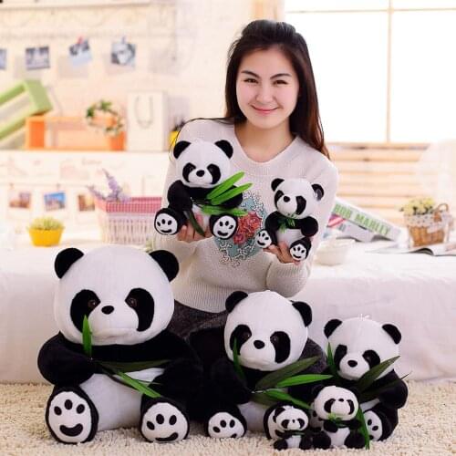 20cm Cute Vivid Funny Panda with Bamboo Leaves Soft Cartoon Animal Plush Toys Panda Stuffed Pendant Doll For Kids Girls Gifts