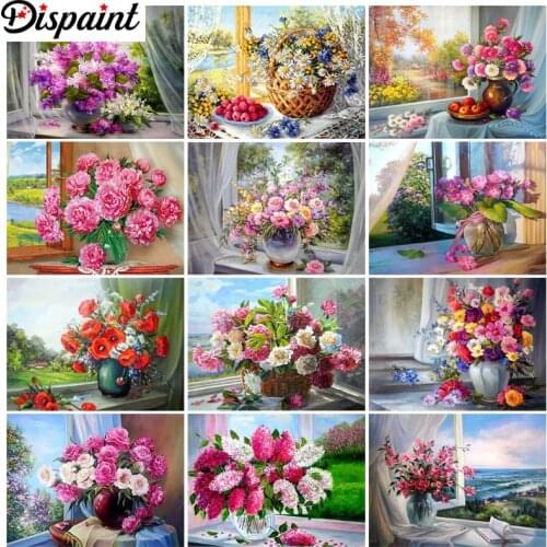 Dispaint Diamond Embroidery DIY Diamond Painting Cross Stitch Kit "Flower landscape" 5D Needlework Diamond Home Decoration