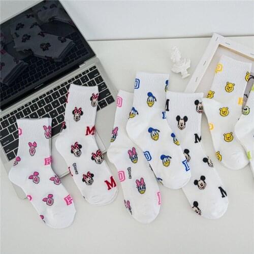 Womens socks Fashion Kawaii All-season socks Mickey Minnie Daisy Donald Pooh Piglet Monster University Cartoon Print Girl Sock