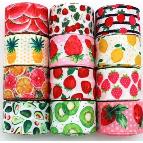 New 1-1/2 38mm fruit strawberry ribbon 10 yards DIY handcrafted material headdress bow cake decoration Grosgrain ribbons