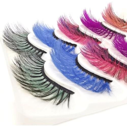 Newest 5 Pairs Black Stem Colored Mink Lashes 15mm-25mm False Eyelashes Soft Tousled 3D Spectacular Long Natural Mink Makeup